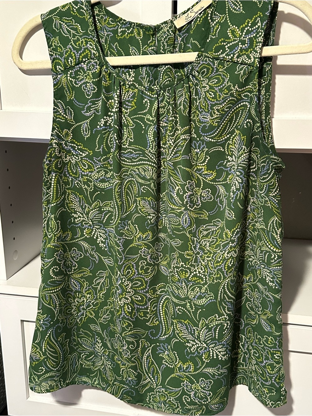 Green Paisley Sleeveless Blouse | Medium - Picture 3 of 9